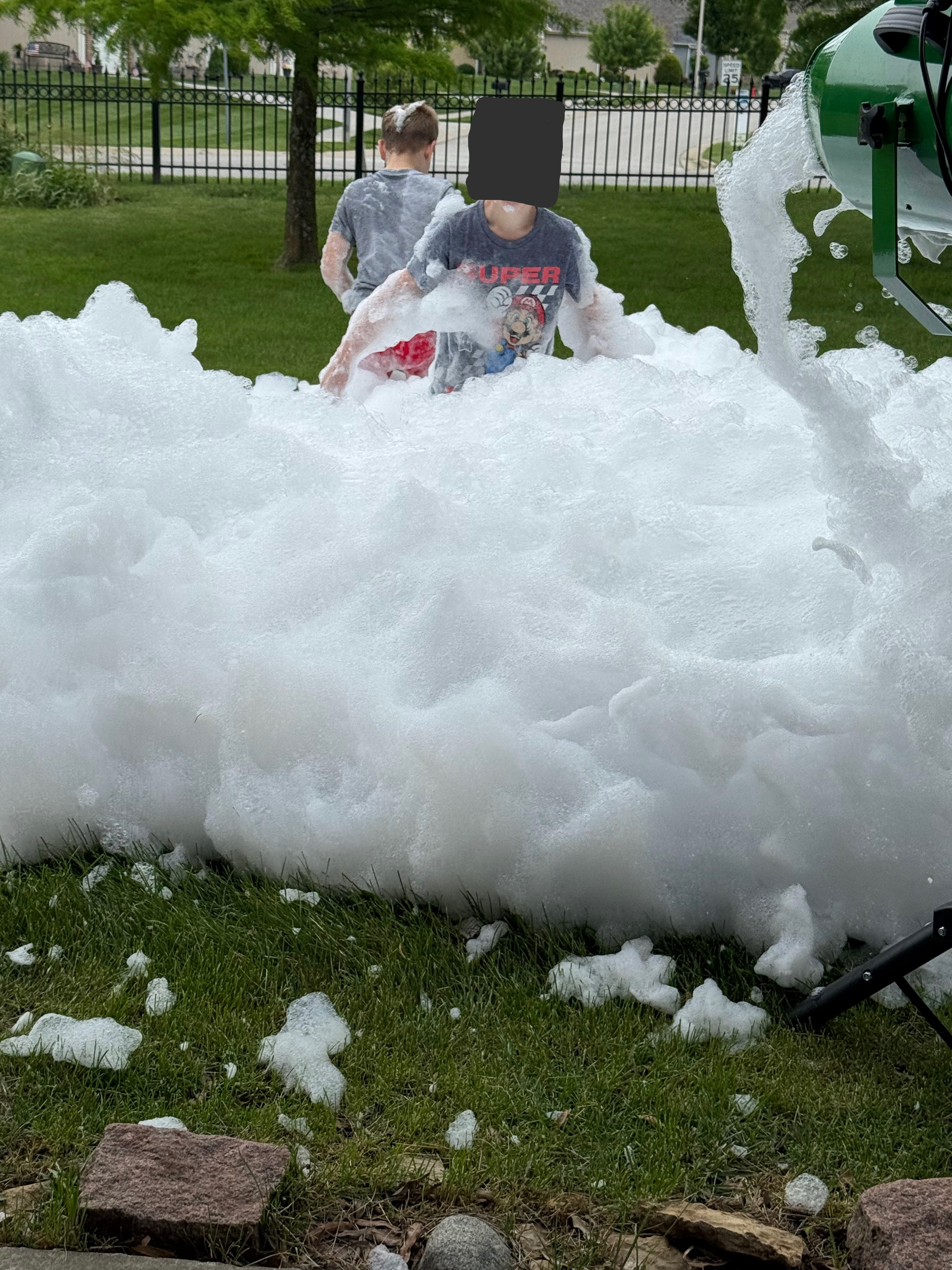 Kids playing in foam